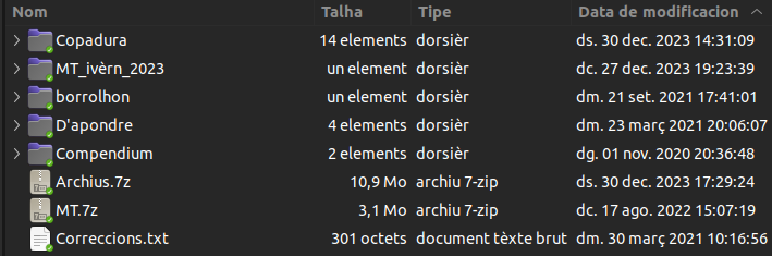 Lista de fichièrs