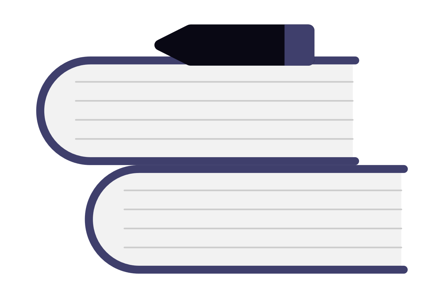 Quand d’unes fichièrs pòdon evitar decas Illustracion amb dos libres e un suslinhador